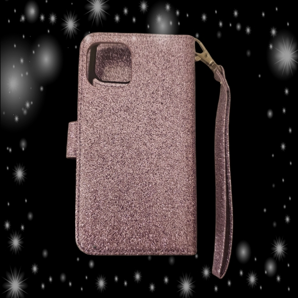 Glittery Purple Galaxy A9 Wallet Case - Picture 4 of 4